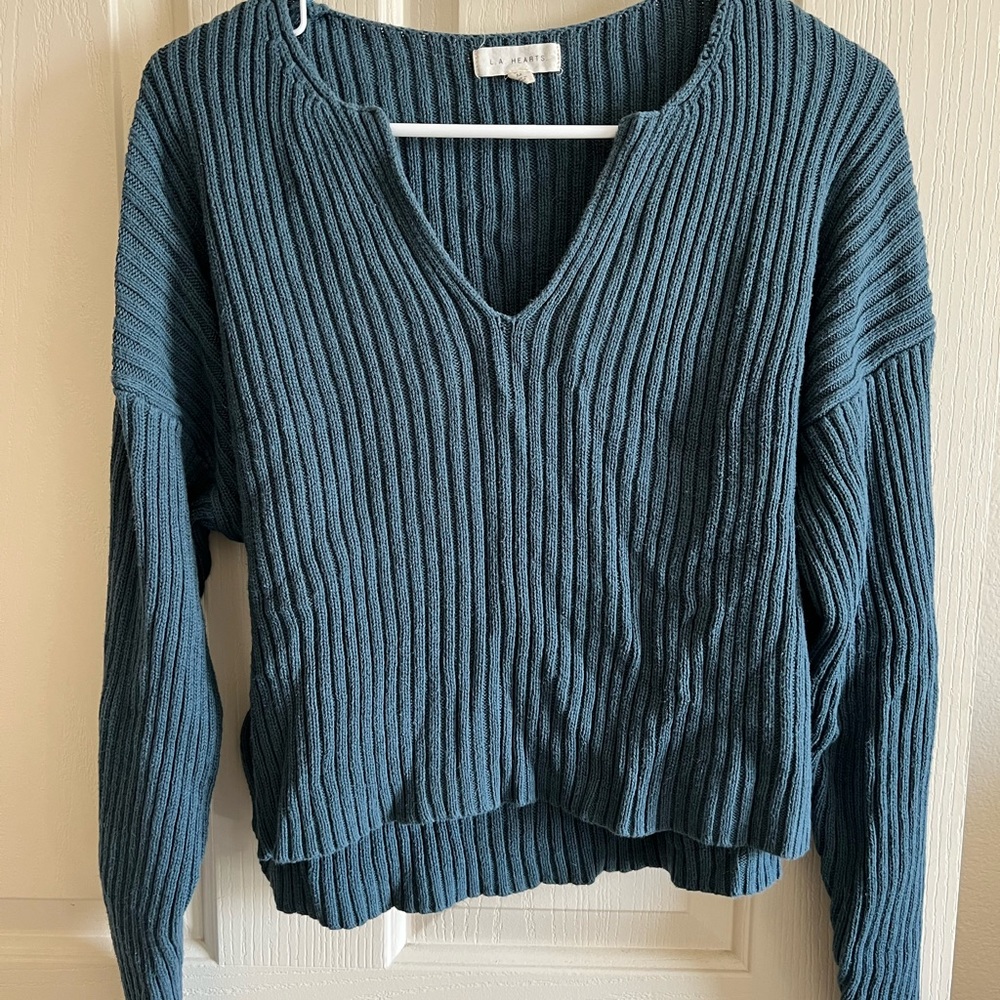 LA Hearts Teal Crop Top Sweater